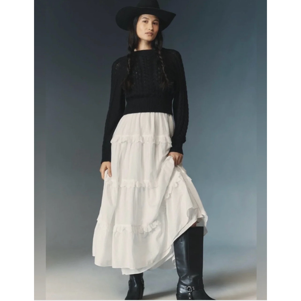 Anthropologie Twofer Sweater Tiered Dress XL NEW - Picture 1 of 4